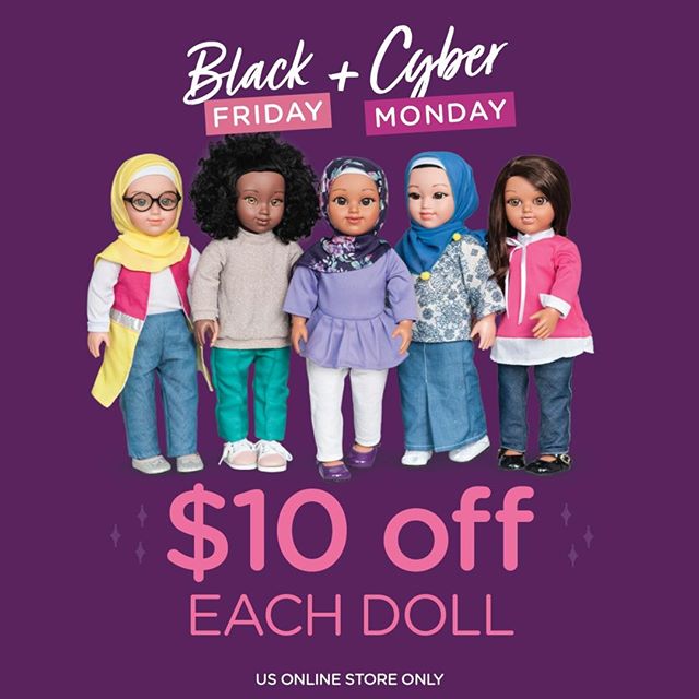 ✨#BlackFriday &amp; #CyberMonday sales are now LIVE! ⠀⠀⠀⠀⠀⠀⠀⠀⠀⠀⠀⠀⠀⠀⠀⠀⠀
Click link in bio to grab your #SalamSisters doll before she walks out the door!⠀⠀⠀⠀⠀⠀⠀⠀⠀
-⠀⠀⠀⠀⠀⠀⠀⠀⠀
Wishing you a beautiful and blessed #JumuahMubarakah