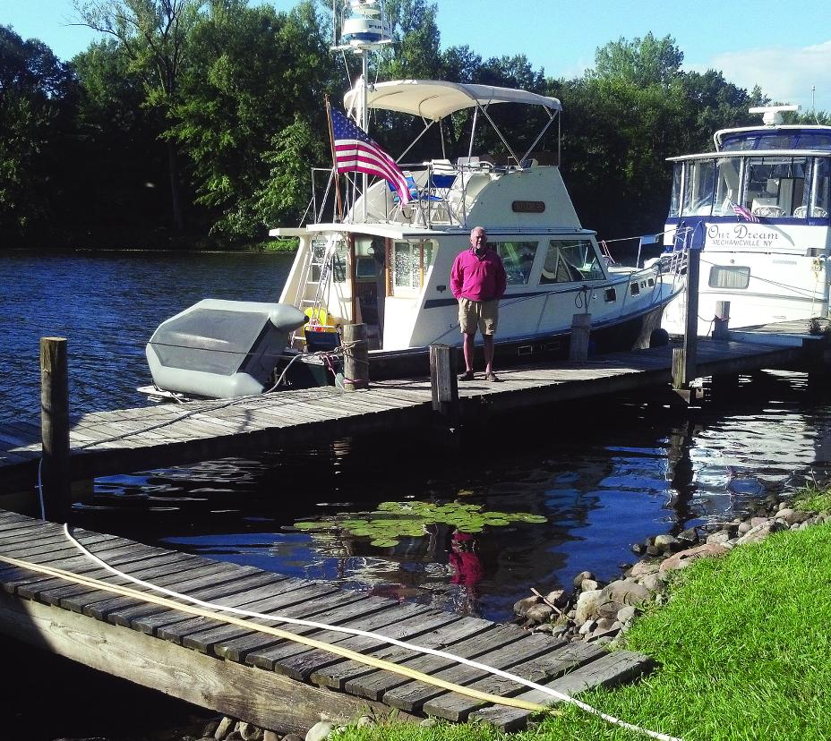 Windrush, a Wilbur 34, now lives in Lake Superior, where her owners use her both for day trips and long cruises. Here she is on launching day this spring.