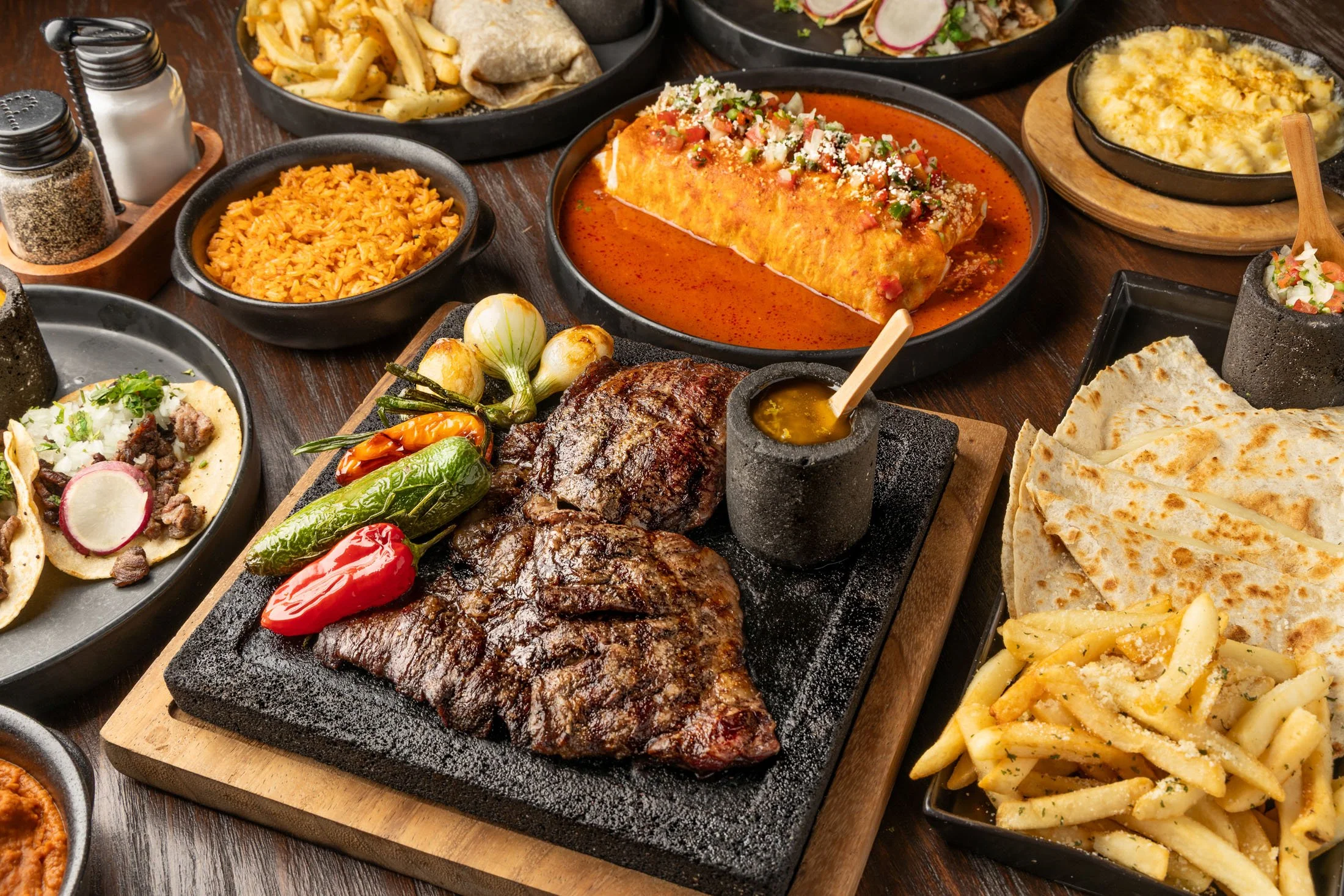 Hero image of Mexican food photographed for El Sarape Mexican restaurant in Lacey, WA