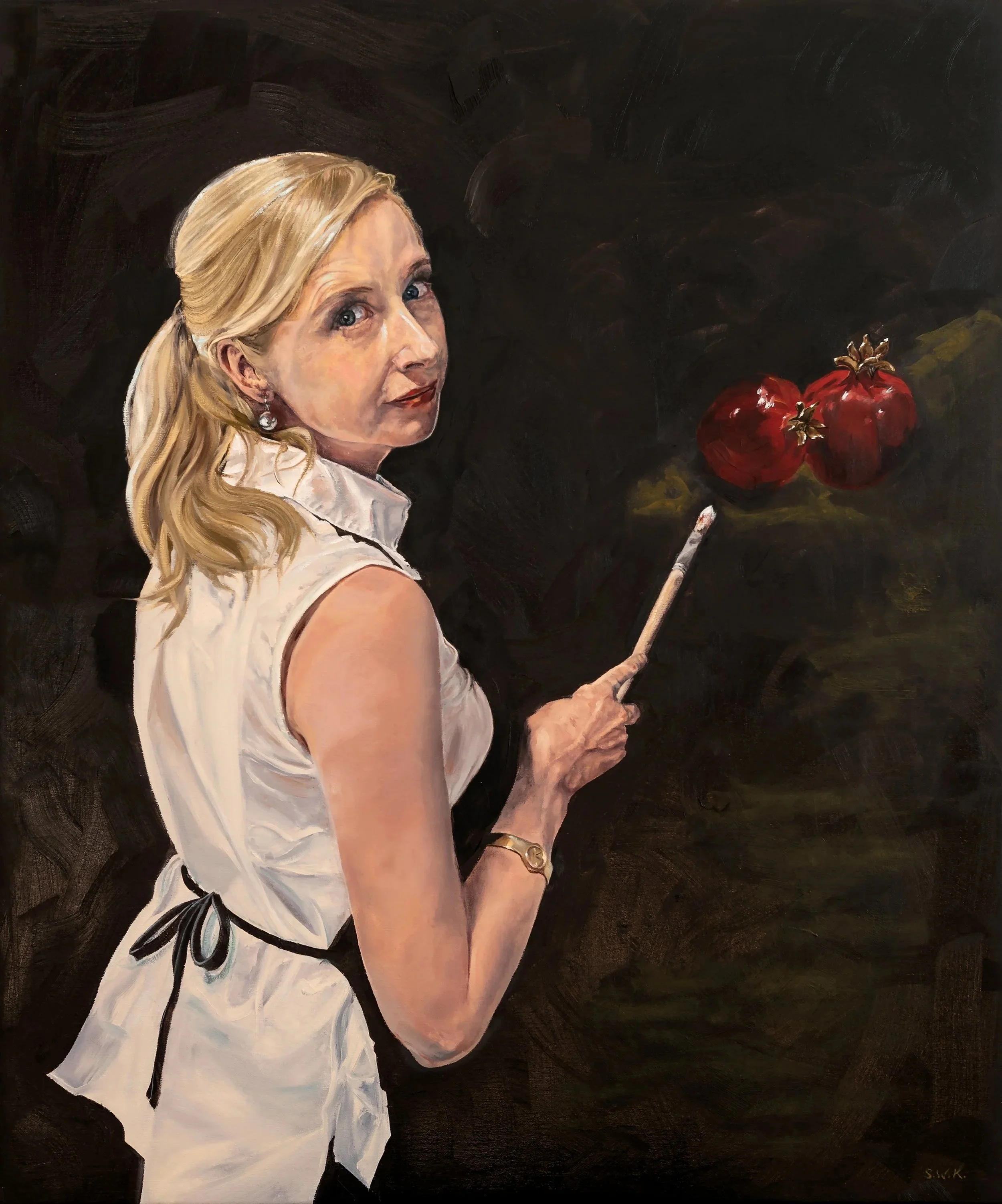Girl with a Paintbrush and Pomegranates