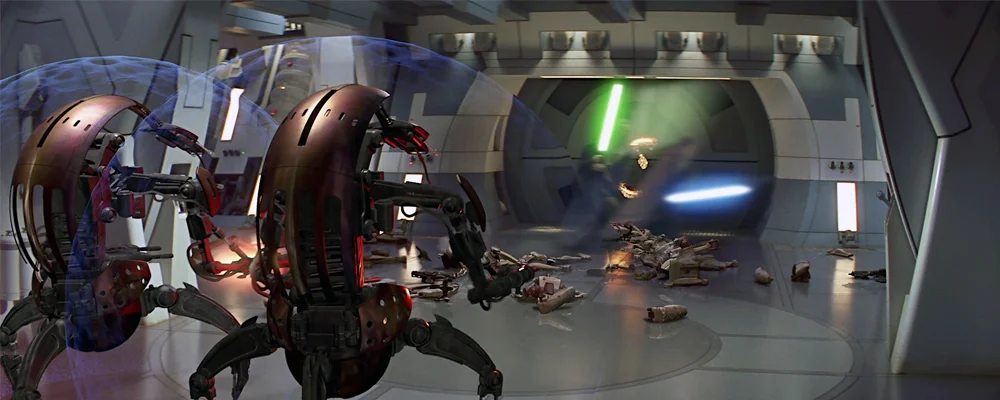 Qui-Gon Jinn and Obi-Wan Kenobi zip off to watch another movie instead