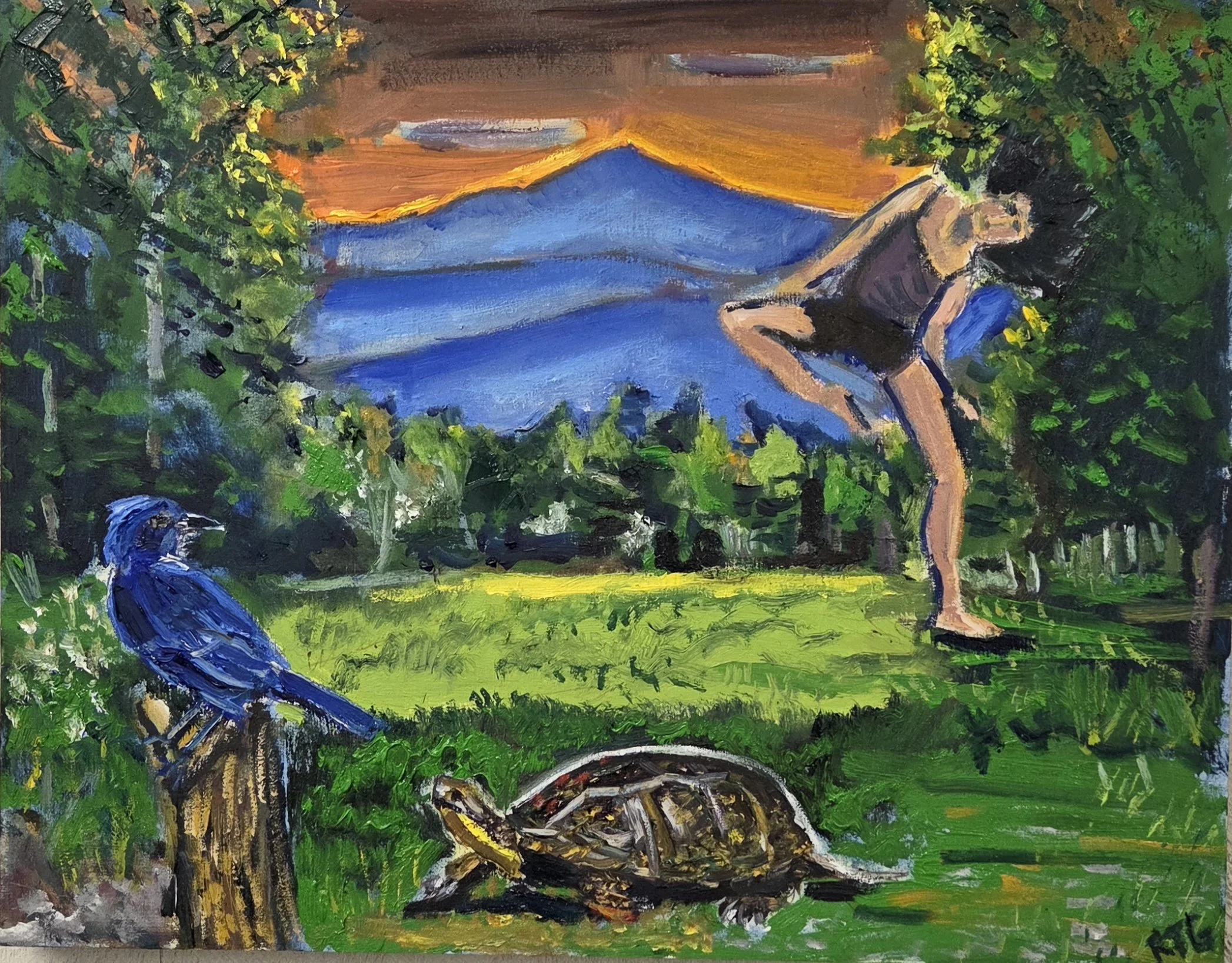 RachelThorneGermond_Bird, Turtle, Dancer_OilonWood_11x14inches.jpg