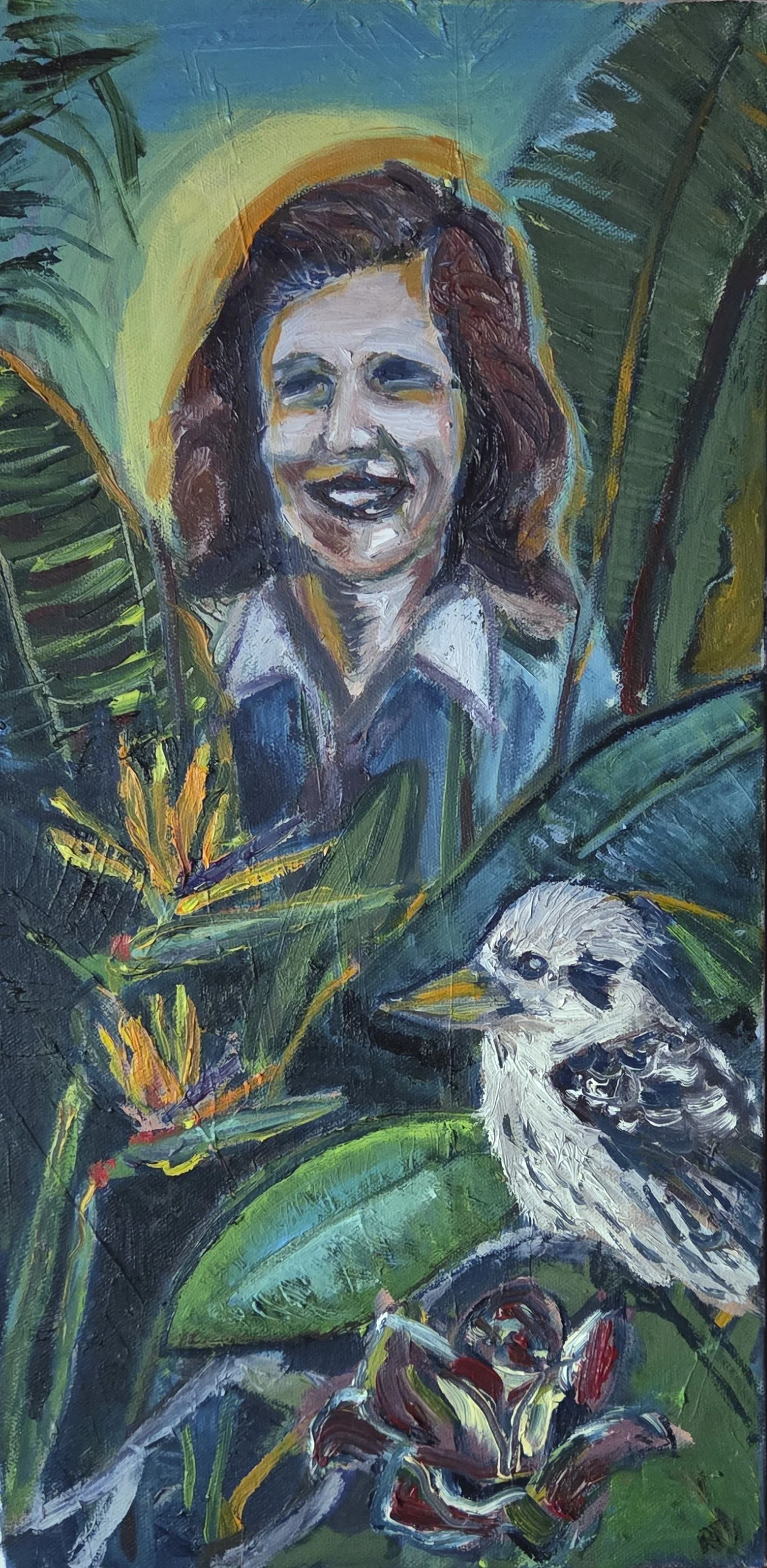 RTG_HazelwithKookaburra_OilonCanvas_10x20 NFS.jpg
