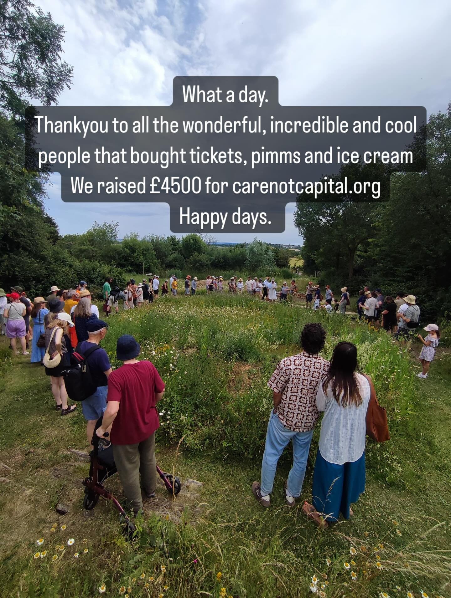 Thankyou, thankyou you have all helped raise money to invest in people not capital. Xx. carenotcapital.org