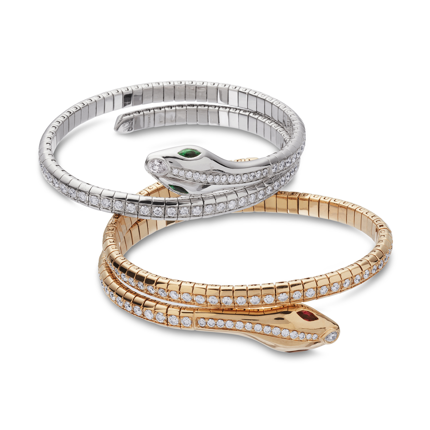 Crivelli Gold and Diamond Snake Bracelets — Trabert & Hoeffer