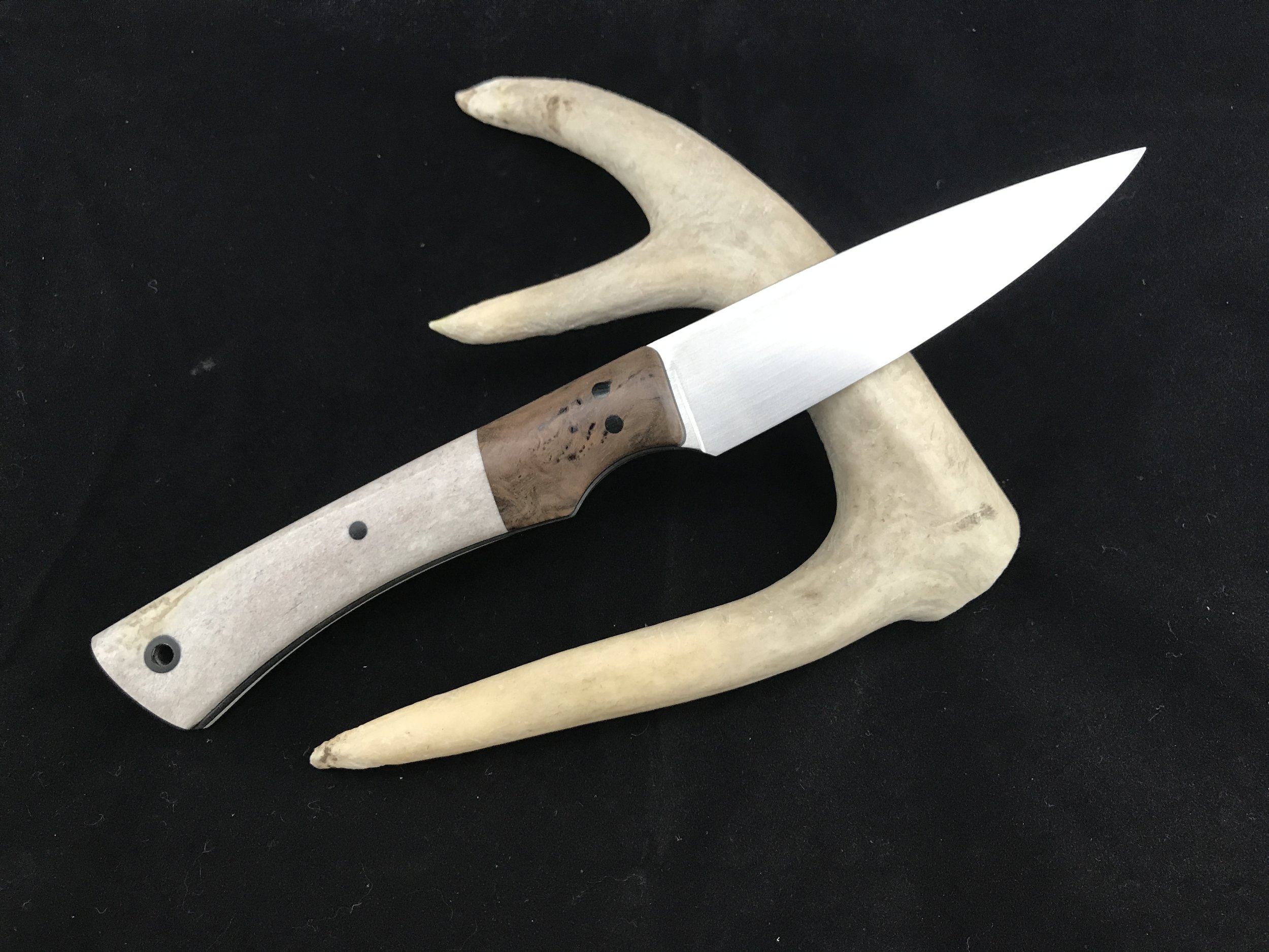 Bird and Trout in Deer antler and Walnut burl