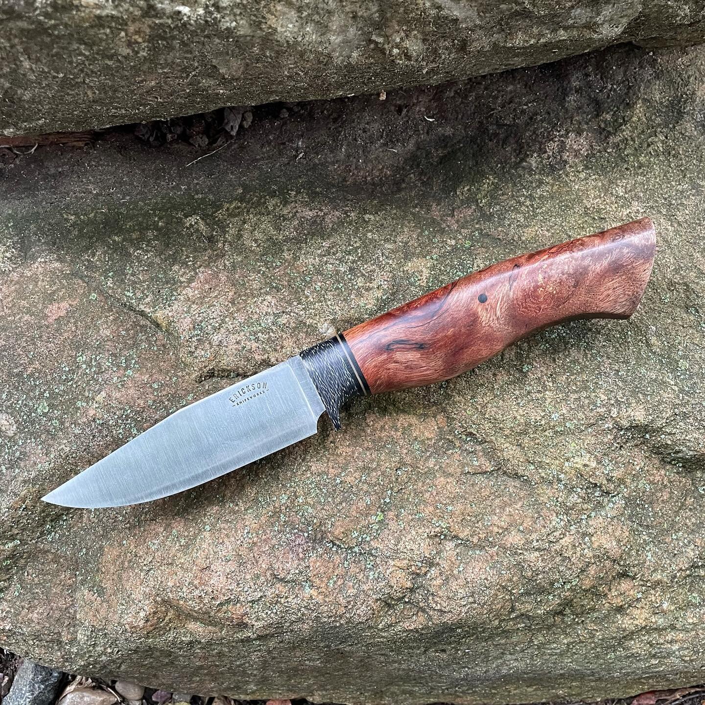 Now sold

I have a clip point hunter up for sale here tonight. It's Z wear tool steel that is heat treated to RC63 including LN cryo treatment. The spalted Rambutan burl is rare and beautiful. I found a small block of it a year or so ago and recently