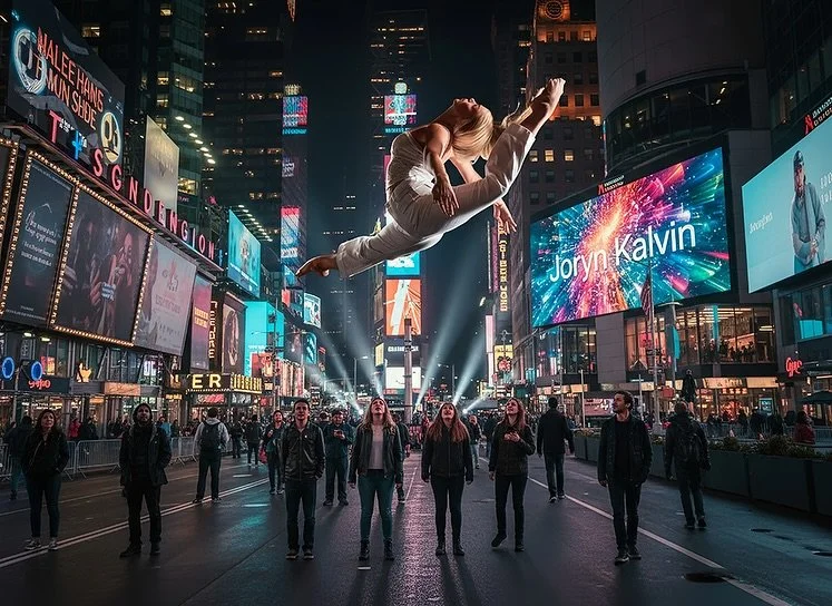 One of the things I&rsquo;m really interested in right now is taking my images and placing them in AI-generated backgrounds, or adding creative AI elements to them. 

Check out both these images of Joryn in Times Square and let me know what you think
