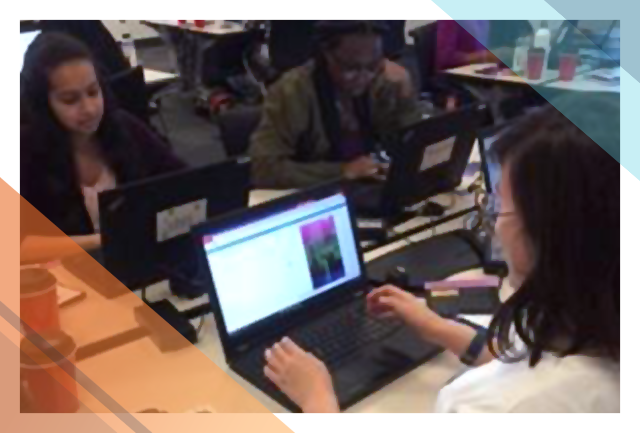 Students participate in a Recoloring the Universe hands-on workshop at Akamai Boston.