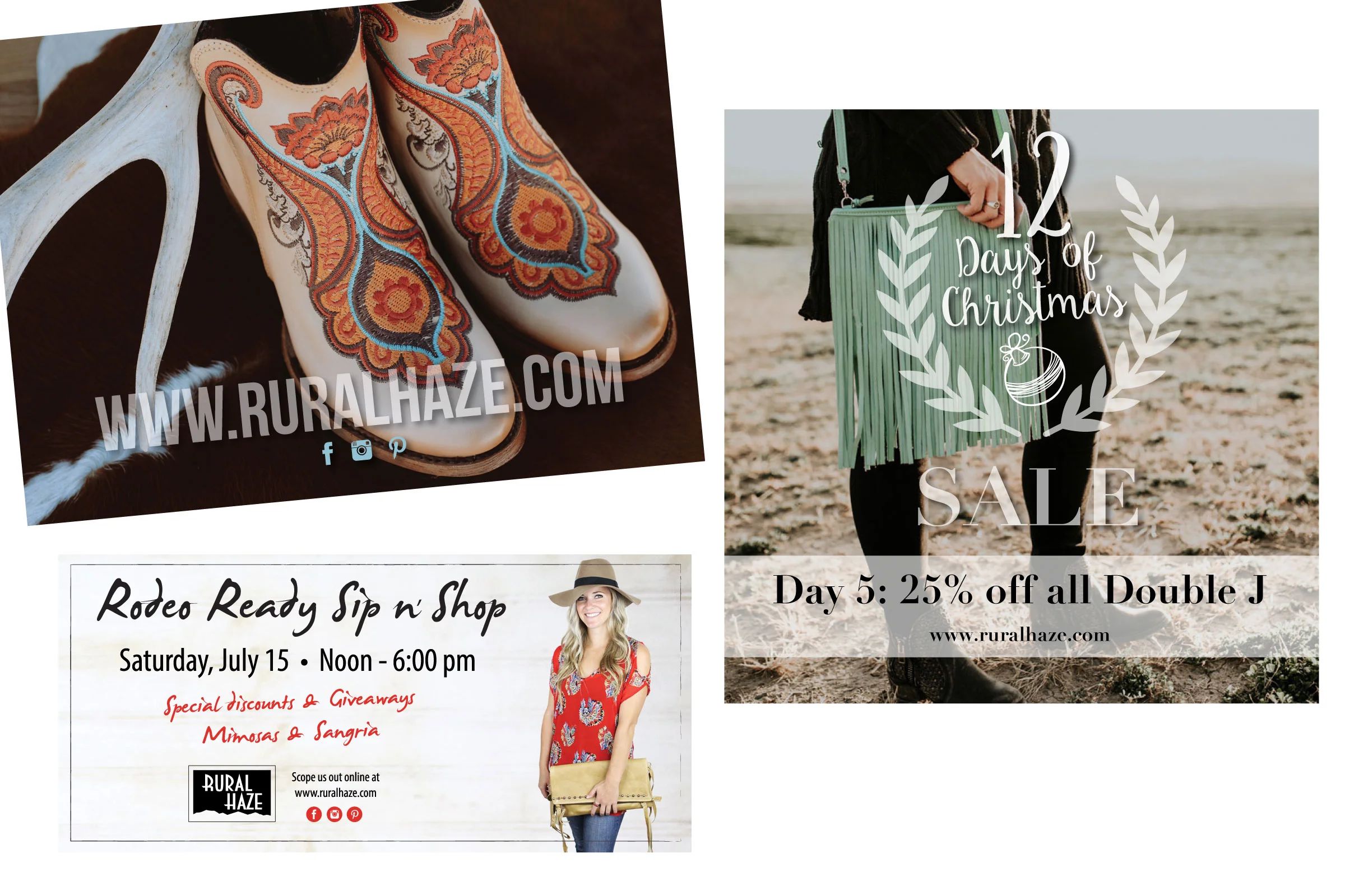 Rural Haze is a boho-chic women’s clothing boutique in Meridian, Idaho. We work together on their print marketing pieces and some social media and website graphics. Check them out online… if you are a boot fanatic they have a crazy good selection! 