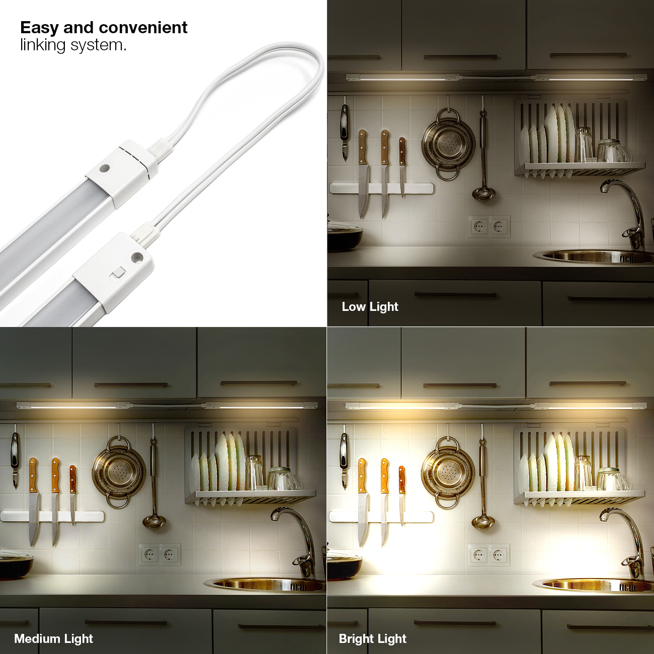 Under Cabinet LED Light Fixture Linkable Dimmable SLV Lighting Bronze Bar Kit 