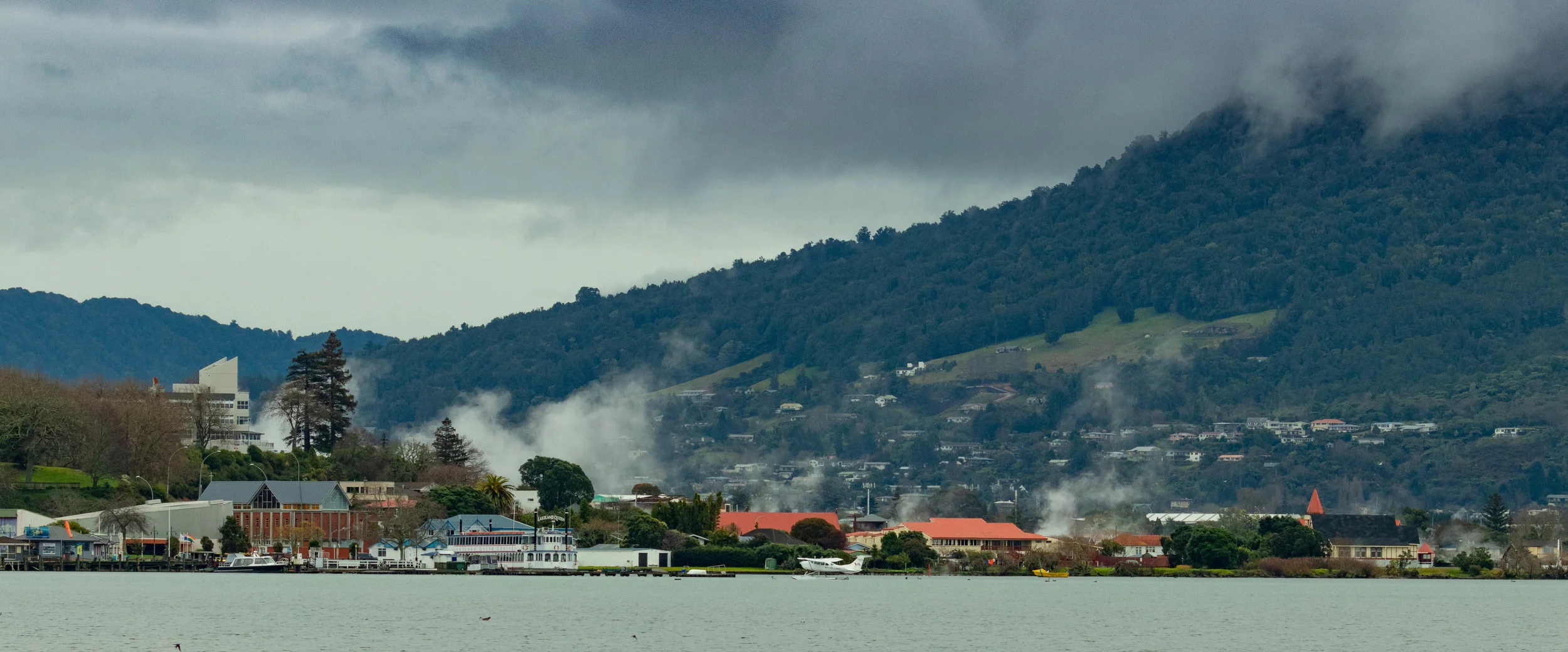 Steam coming off of from the town.