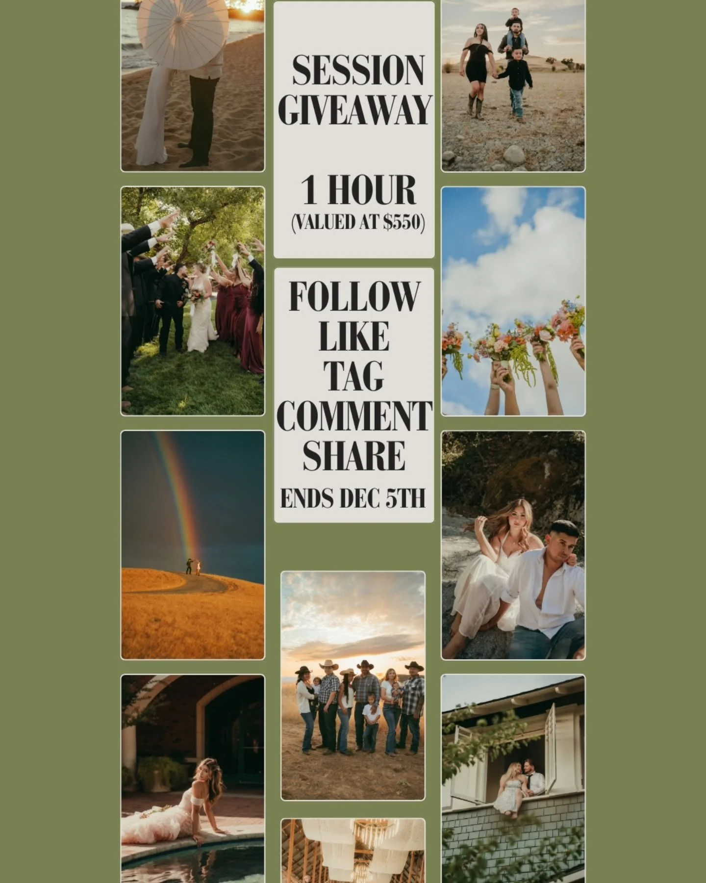 What's a Holiday season without a little giveaway? 

I just wanted to express my gratitude to everyone who has booked and continued to book with me all while trusting me in capturing all those memories + milestones. Without you guys and you recommend