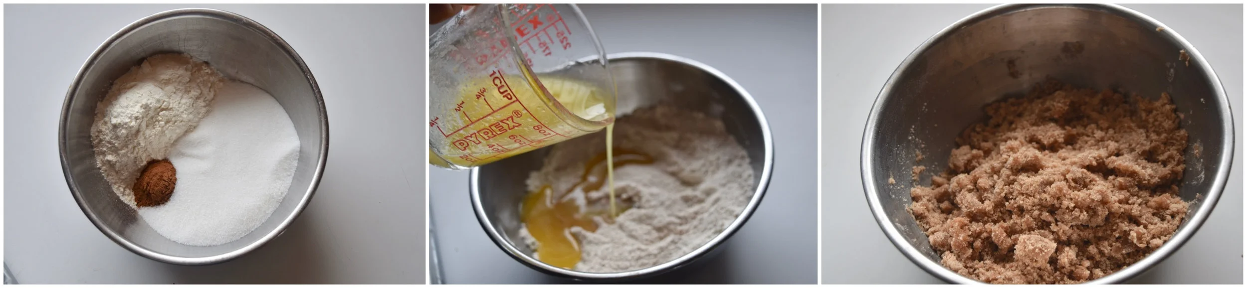 Melted butter makes a more tender streusel; it’s also easier to mix.