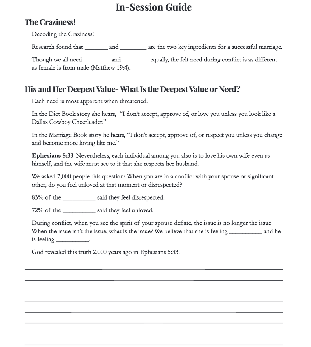 workbook love respect conference and 10 week study love respect