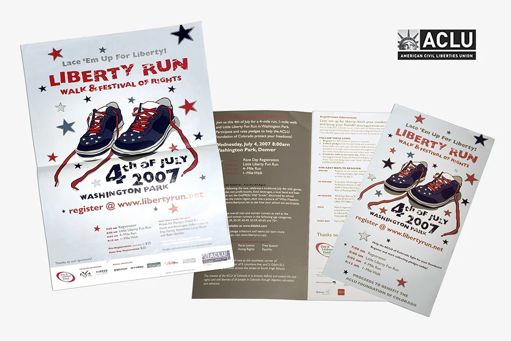aclu fun run poster and brochure