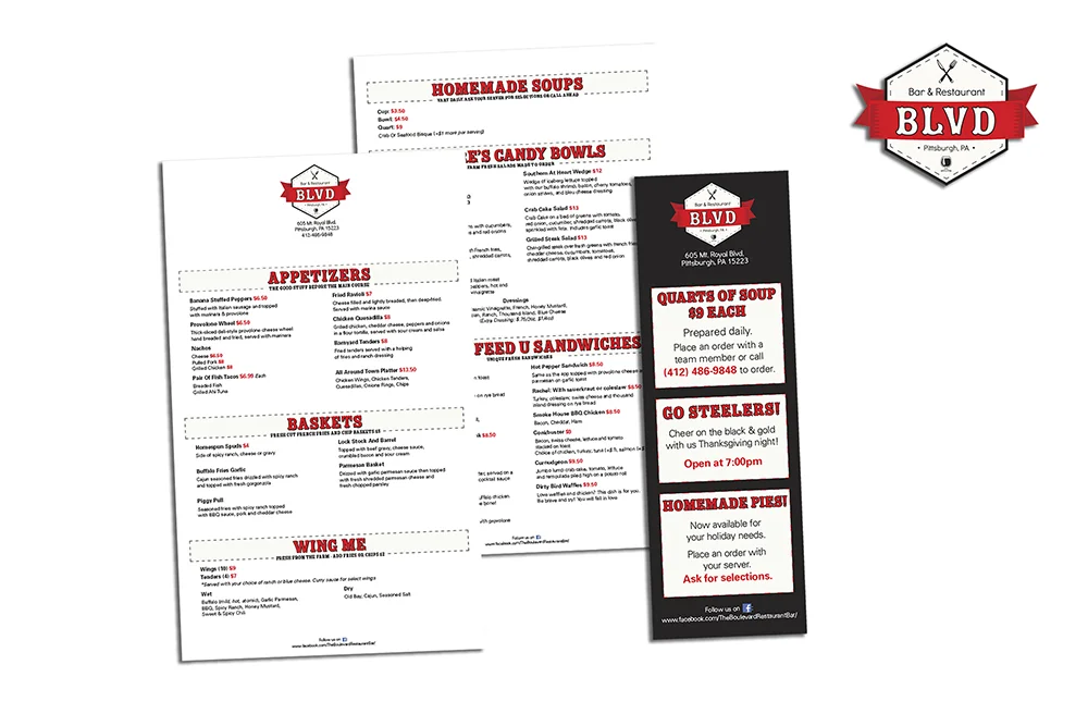 blvd restaurant & bar menus