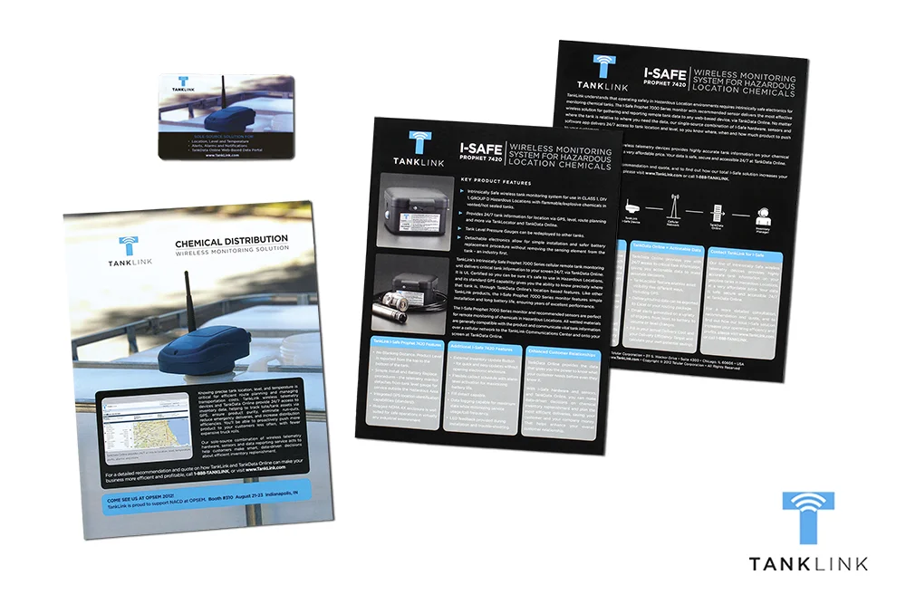 tanklink product sales sheets and usb card