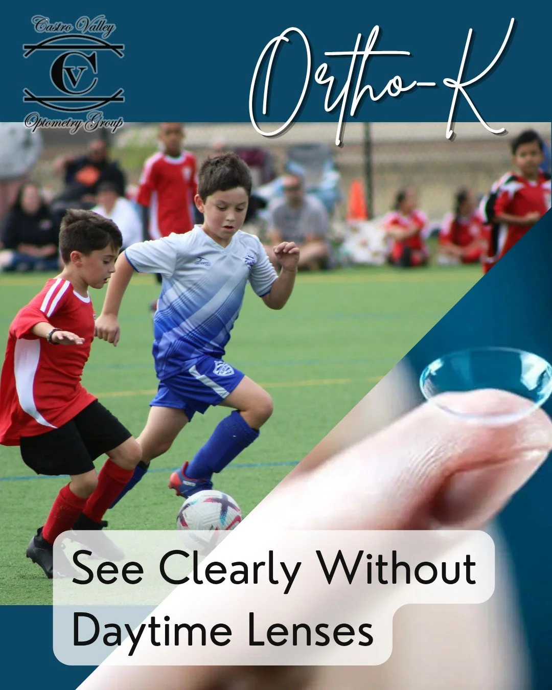 What if your child could wake up seeing clearly &mdash; without glasses or contacts?

That's ortho-k.

Specially designed lenses worn overnight gently reshape the cornea. Your child takes them out in the morning and sees clearly all day.  No glasses,