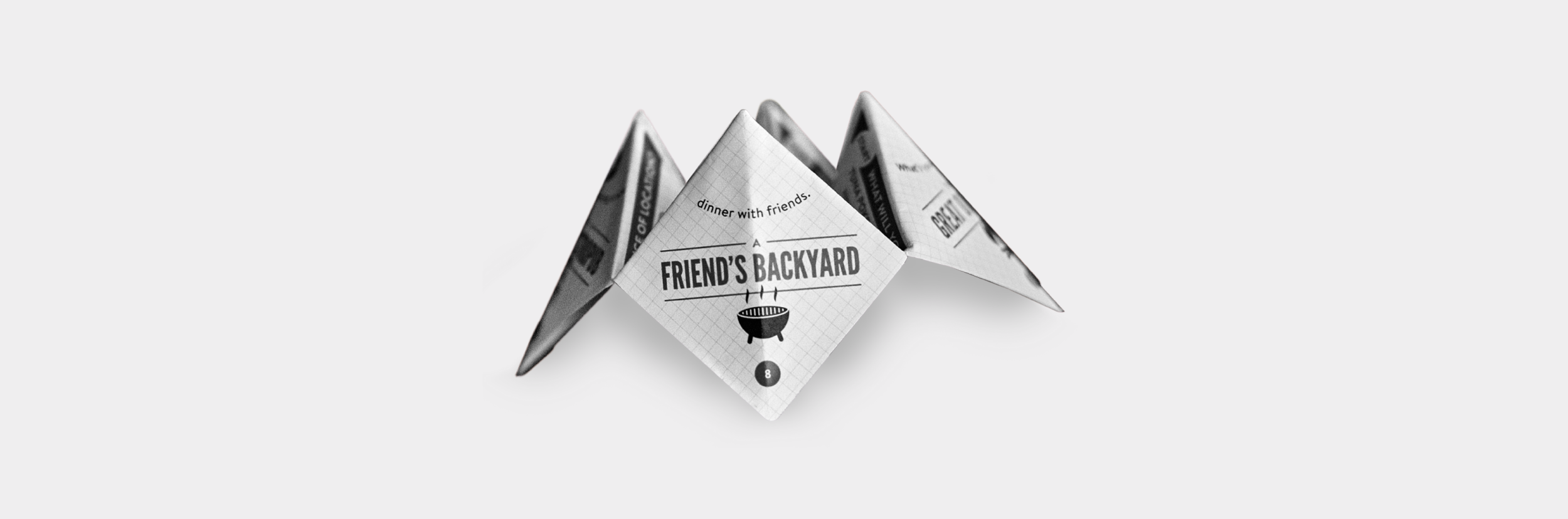 Fortune teller beer menu for Dinner With Friends event, designed by Knockout! Studio