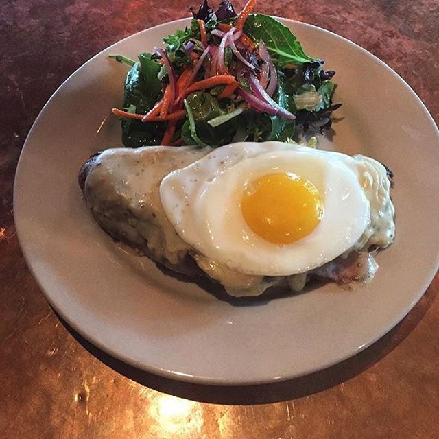 Back by popular demand...Croque Madam- @leftbankbutchery smoked ham and havarti on @saxvillagebakehouse brioche covered with mustard bechamel, topped with a sunny side egg and served with a side salad. Regular hours today, and we will be closed on La