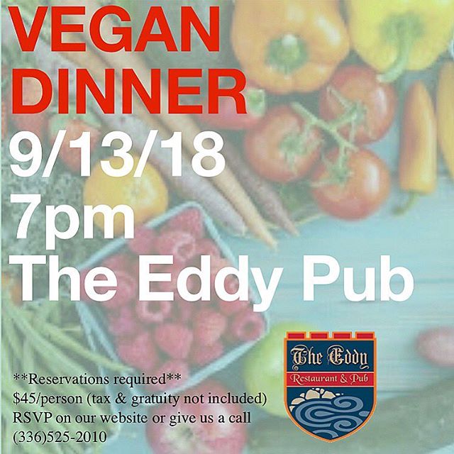 Seats are filling up, y&rsquo;all! 
Stay tuned for the menu but until then I&rsquo;ll give you a little hint.... vegetables 😂

Use the RSVP feature on our website theeddypub.com to reserve your seats today!

#trianglevegans #triangleveganfoodie #tri