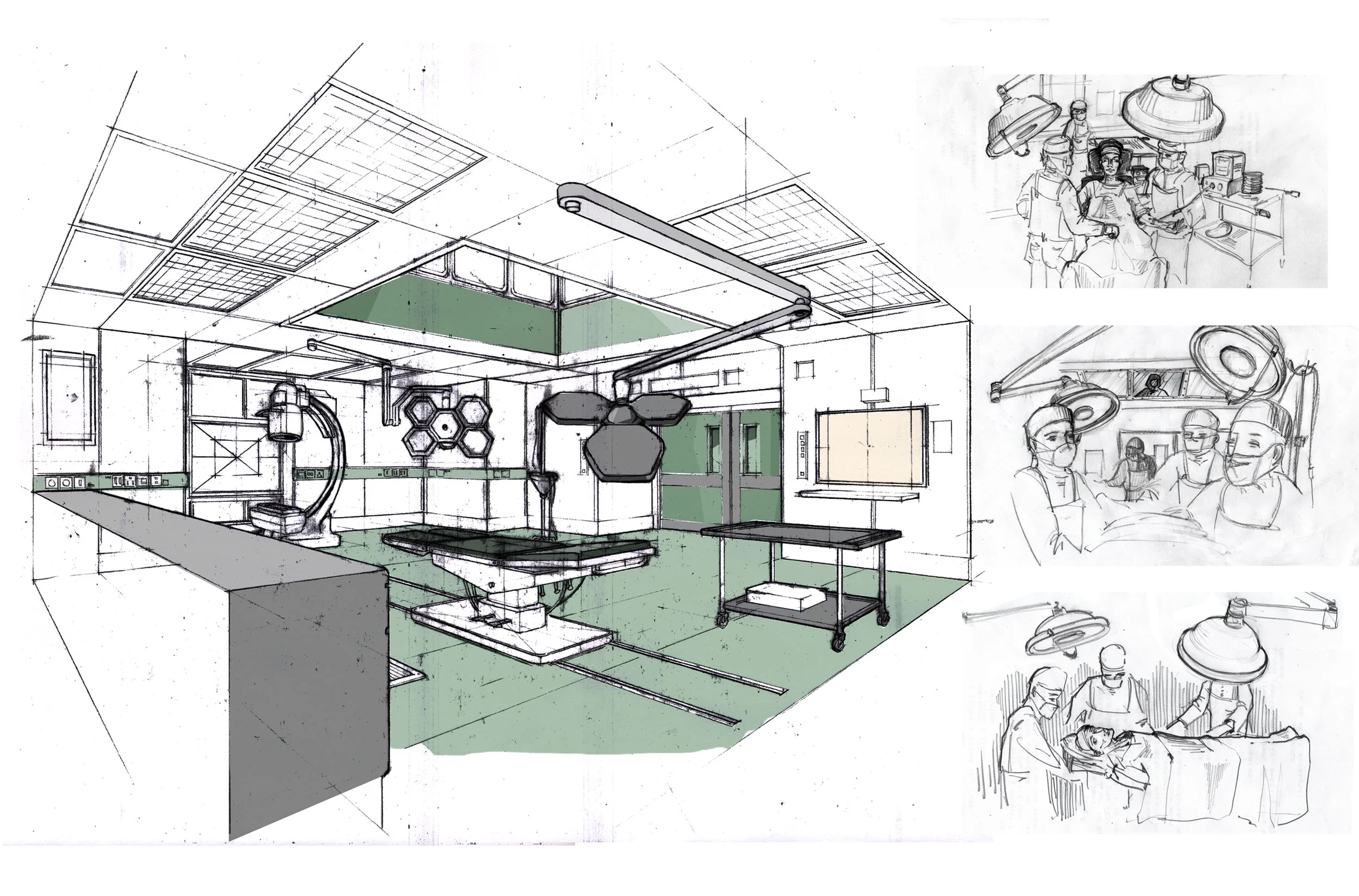 Operating theatre set sketch
