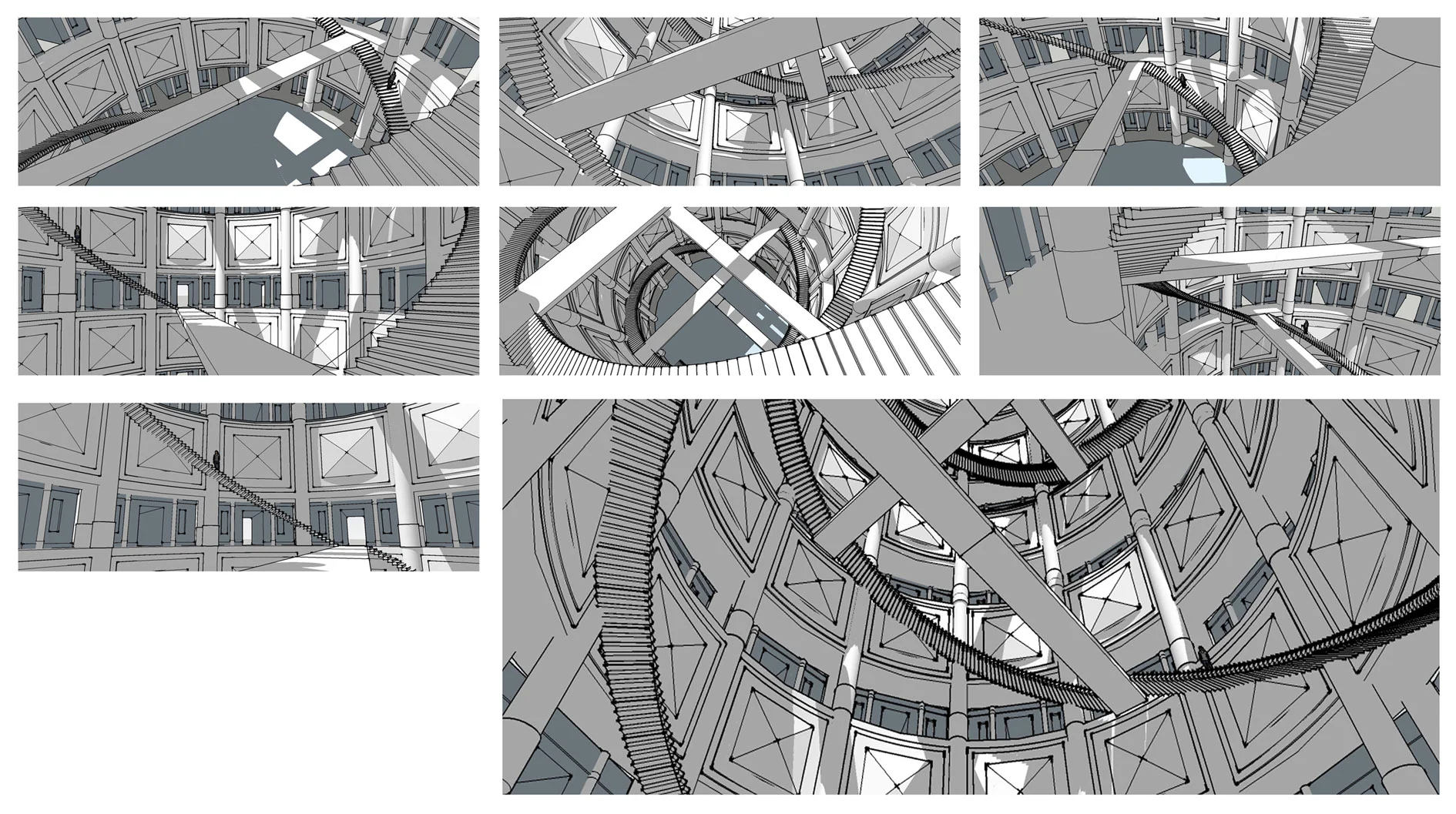 Vortigern's tower - 3d studies of tower interior