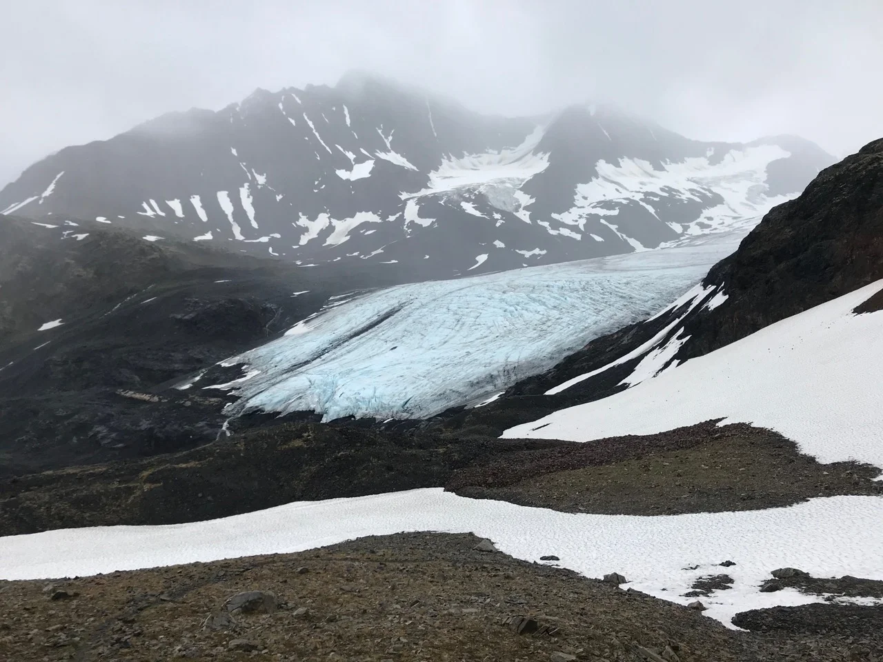 Raven Glacier from the top of Crow Pass.