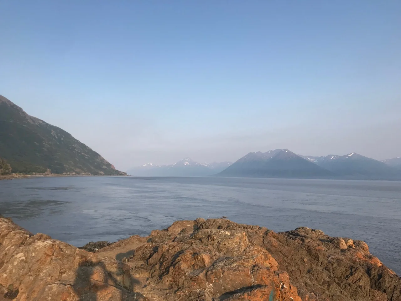 The view south along Turnagain Arm. The tides here sometimes reach 30 feet!