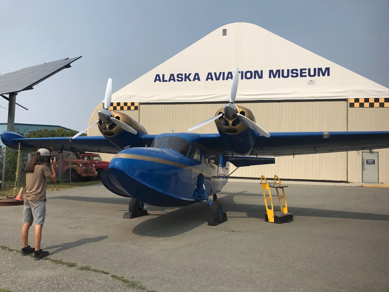 Jack capturing the right angle on this funky blue plane.
