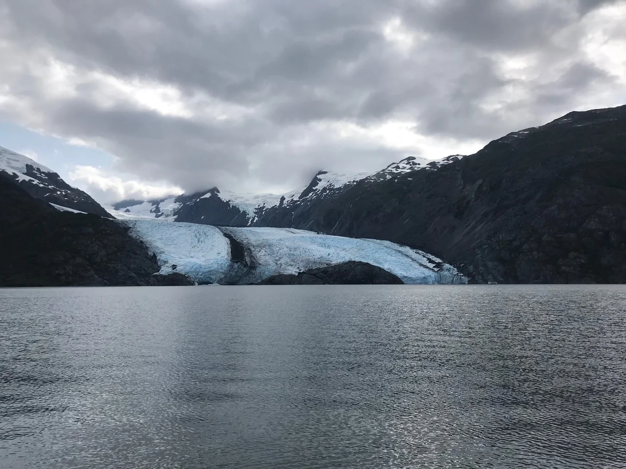 Portage Glacier melts directly into ice-cold Portage Lake.