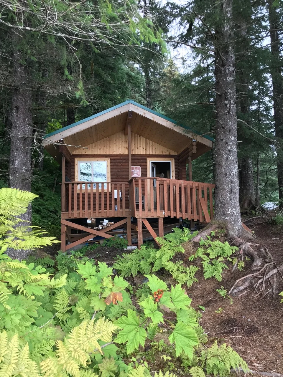 One of several public-use cabins on the trail, which extends 7 miles out to Caines Head.