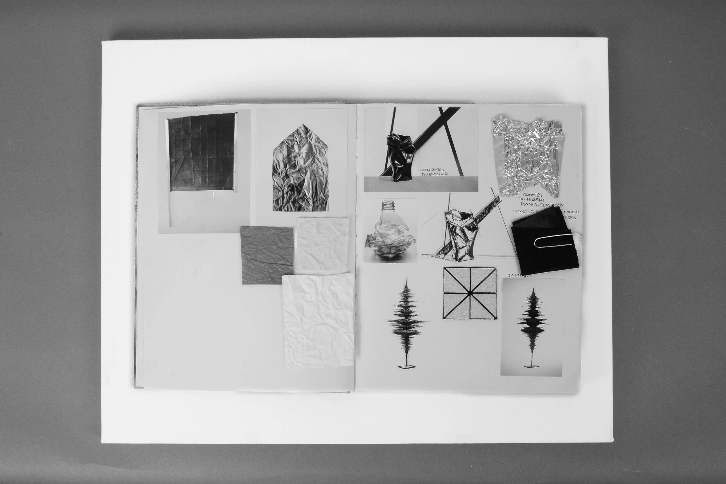  exploring possible material options that give off a  compressed  or  deformed  impression 