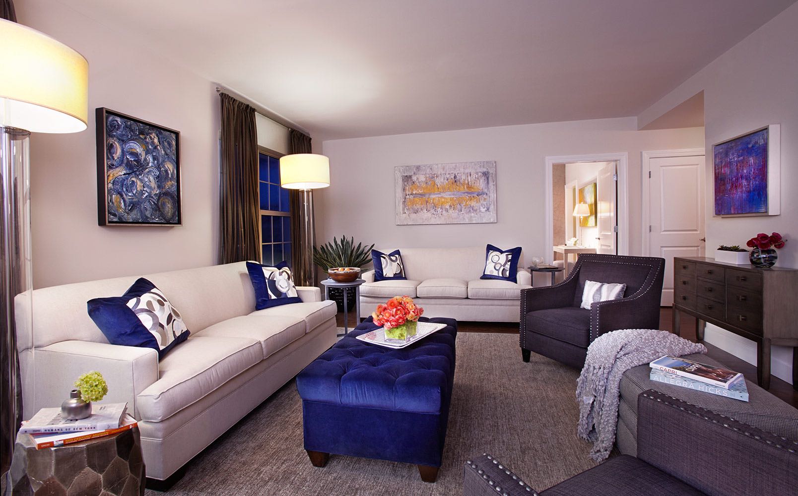 Cambium, Larchmont features Jill S. Krutick, TYPHOON, ICE CUBE RECTANGLE, VELVET HORIZON (left to right).