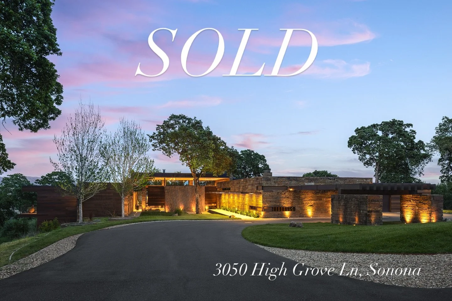 SOLD &bull; 3050 High Grove Ln &bull; Sonoma &bull; Last offered at $8,500,000

The largest residential sale of 2025 (so far) in Sonoma, Glen Ellen &amp; Kenwood, tying for the top spot this year.

I had the privilege of representing a truly special 