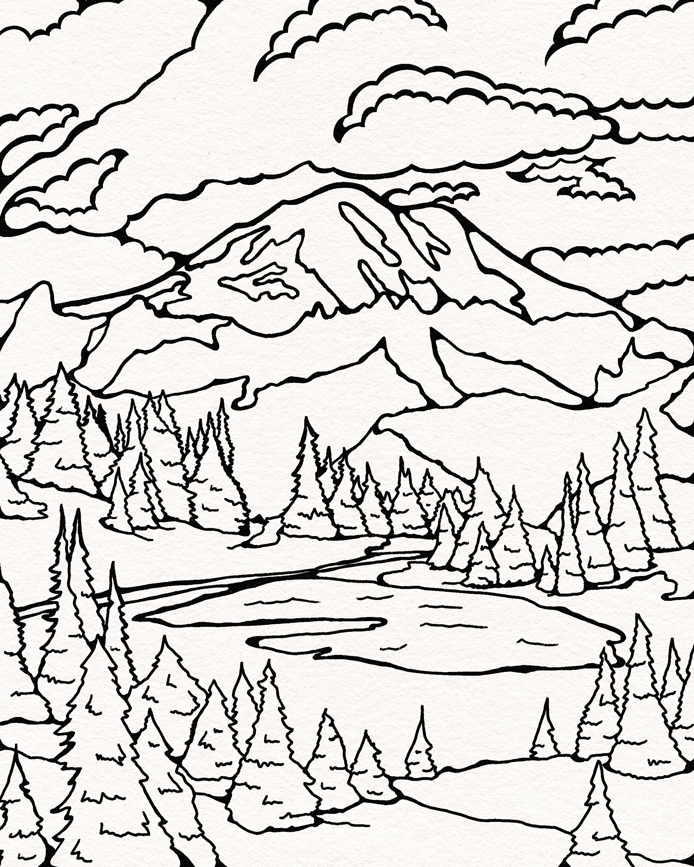 Mount Rainier Printable Coloring Page — Scandinative