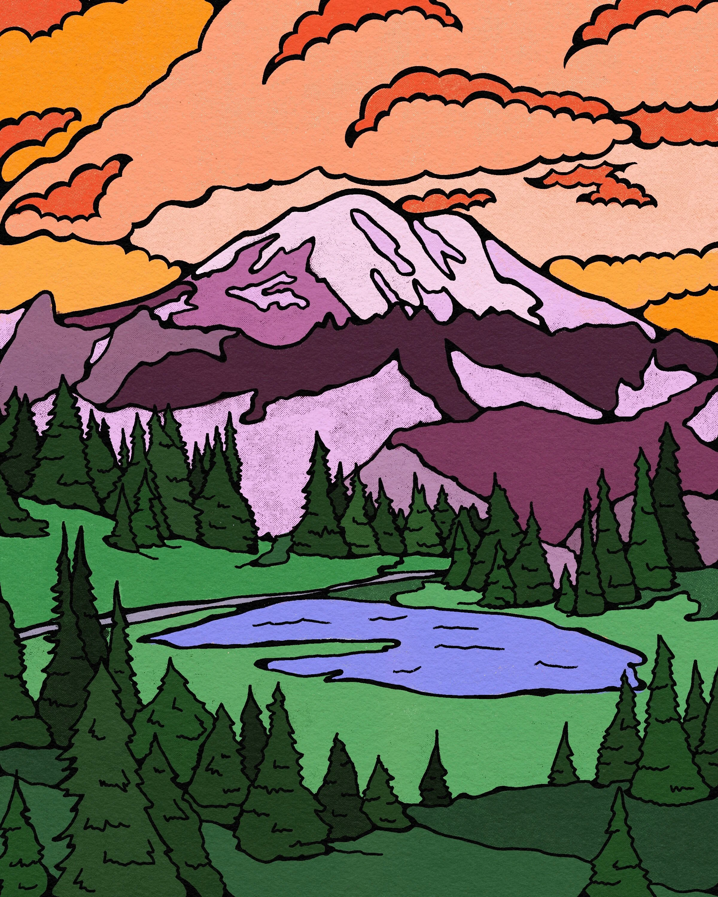 Mount Rainier Printable Coloring Page — Scandinative