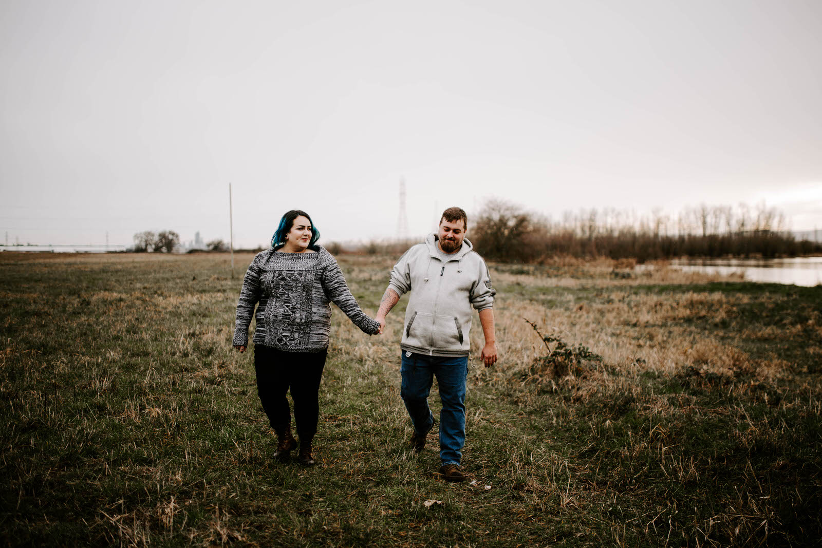 vancouver lake washington engagement session cloudy overcast winter jamie carle feminist portland photographer moody matt and ashley