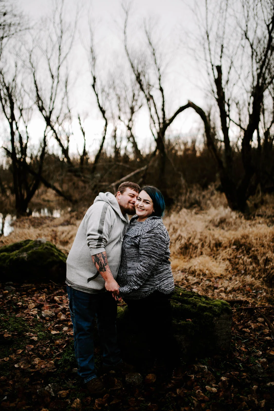 vancouver lake washington engagement session cloudy overcast winter jamie carle feminist portland photographer moody matt and ashley