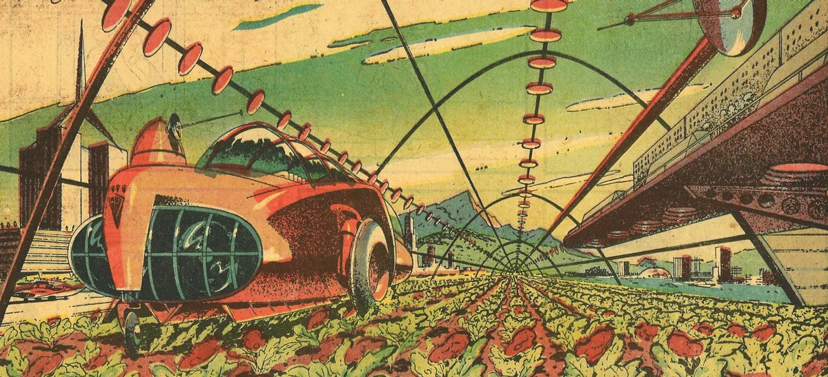 A futuristic vision of farming (Arthur Radebaugh, public domain)