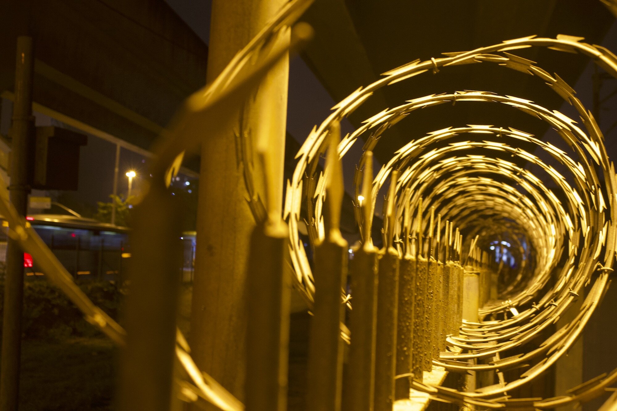 Barbed wire tunnel