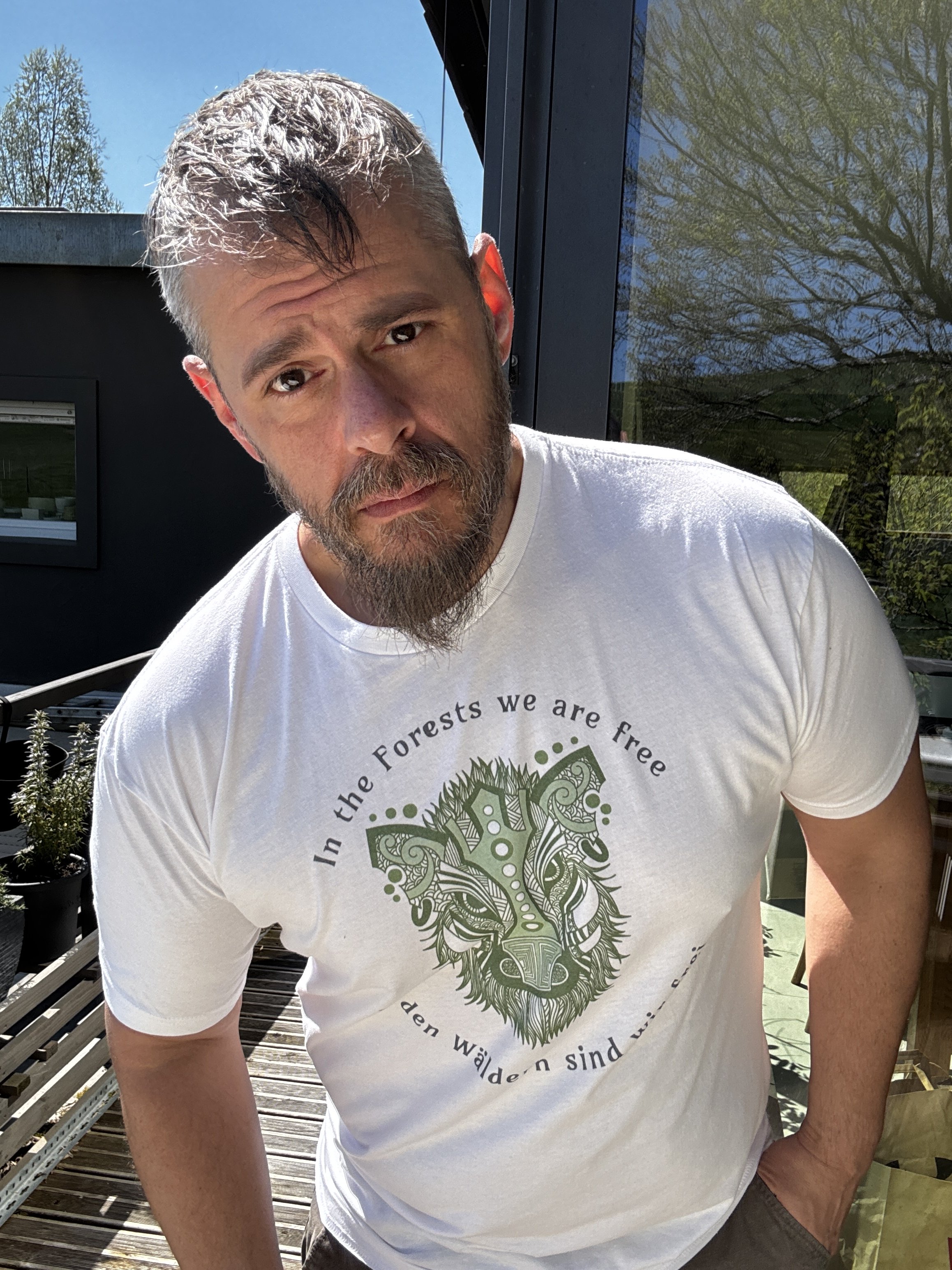 In the Forests we are free Athletic cut t-shirt (lighter colors colors)