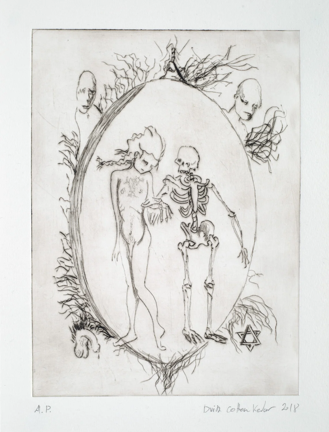 דביר כהן-קידר, ללא כותרת, תחריט יבש, 18X13 ס"מ, A.P. מהדורה של 5, 2018 | קרדיט צילום: דפנה גזית