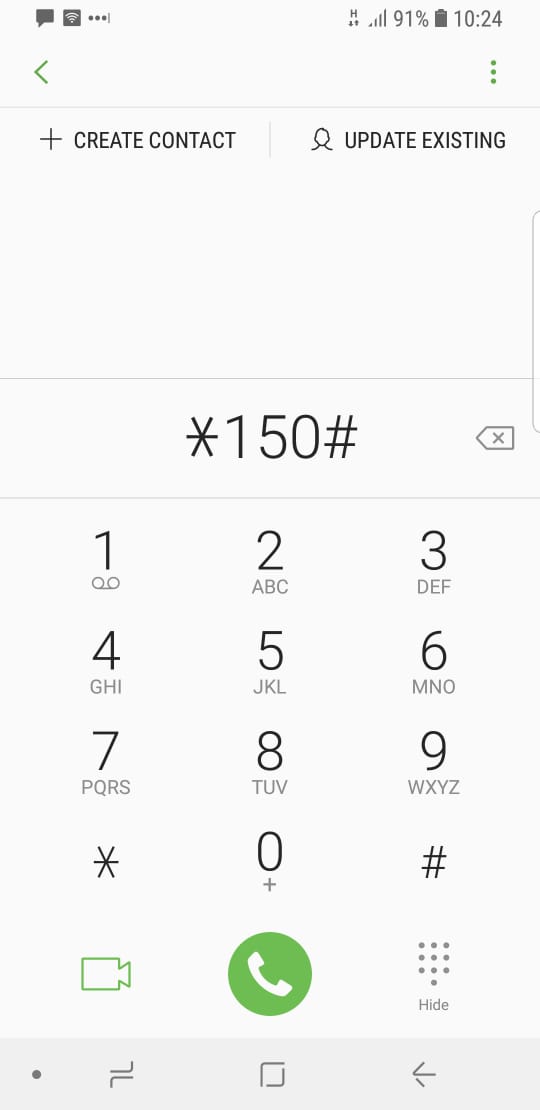 1) *150# para acessar o menu