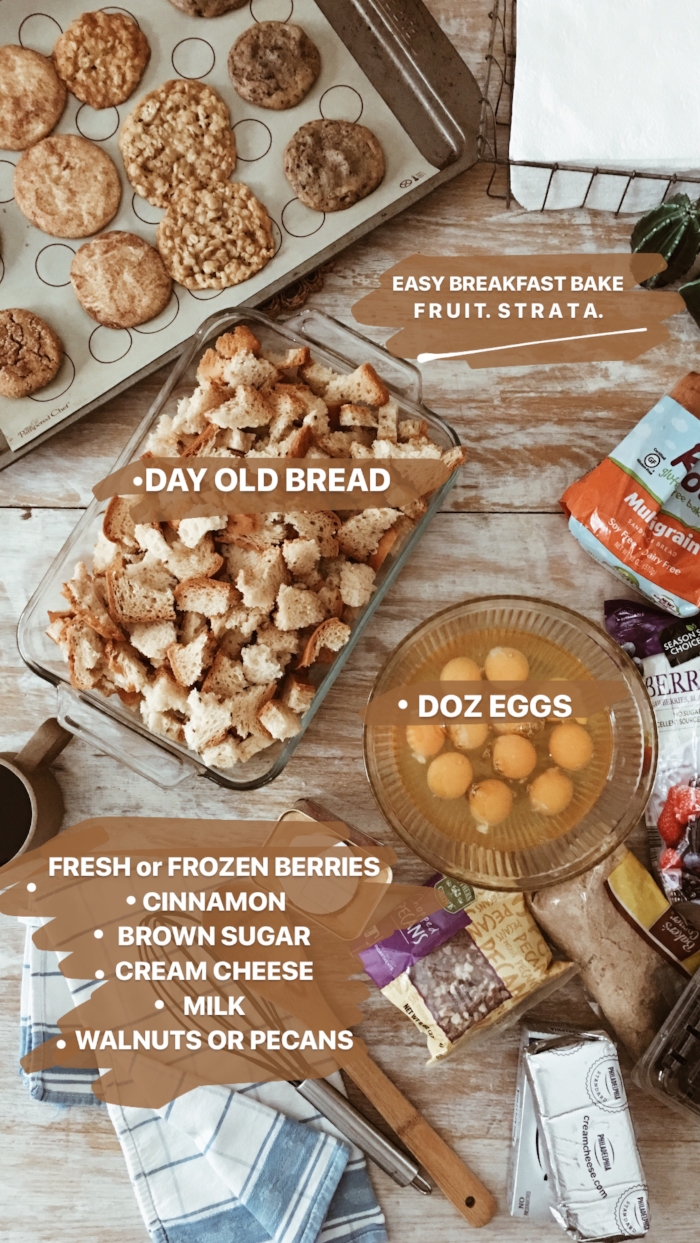 I'm definitely not the baker or cook in my house, that is all my hubby. BUT, I can make this breakfast bake super easy, and it looks beautiful and tastes amazing. Its less then 10 ingredients and whips up in a snap, you make it a day ahead of time leave it in the fridge until you are ready to bake & serve for breakfast. Its my kind of baking!