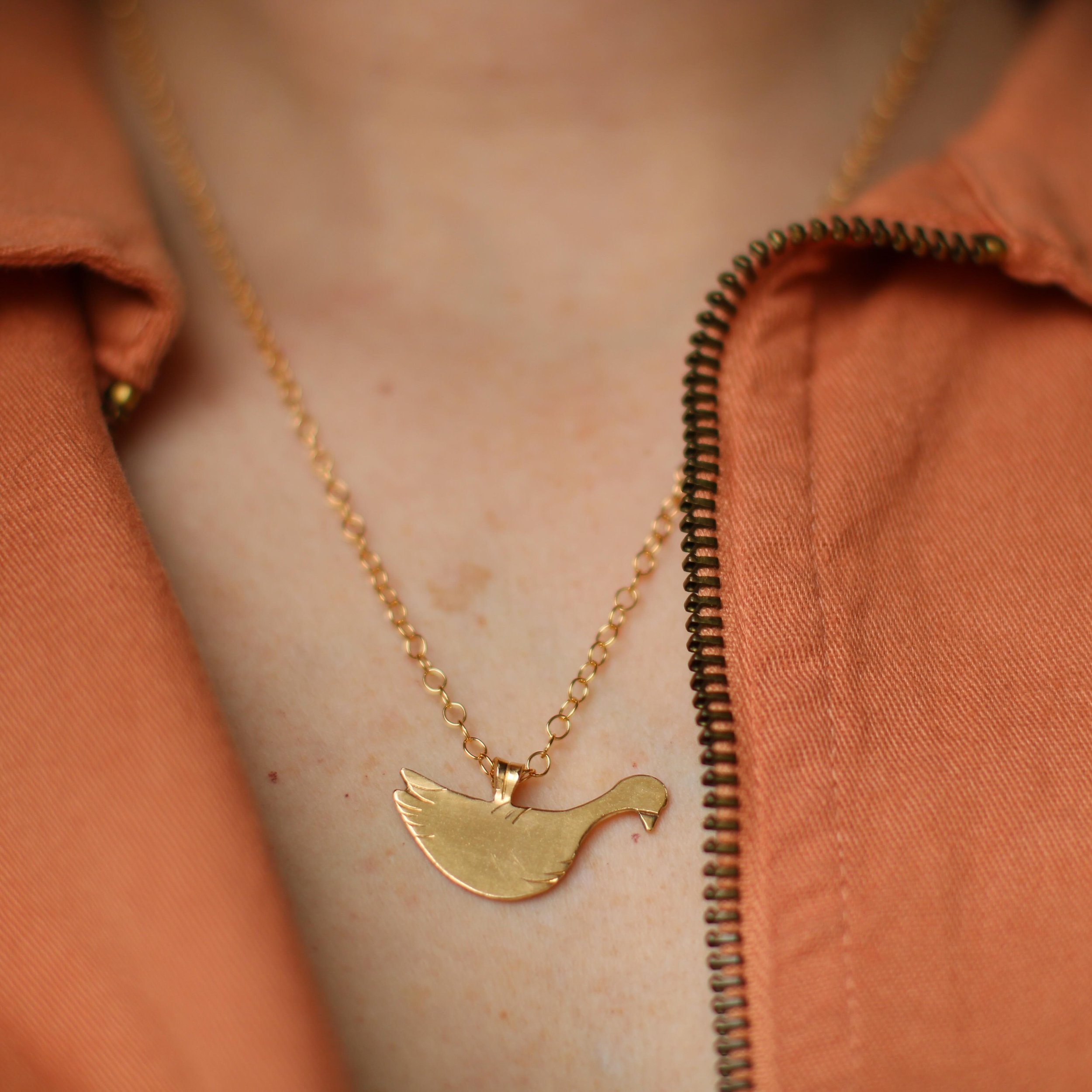 🪿The Fairytale Goose Pendant is available in the shop! The hand cut ones are 3 of a kind, made of solid brass and coated with Renaissance Wax to slow the patina. You choose your chain style and length or just purchase the charm solo if you have your