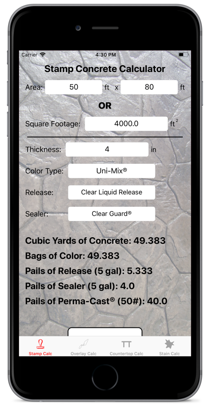 Stamp Concrete Calc Appco Llc