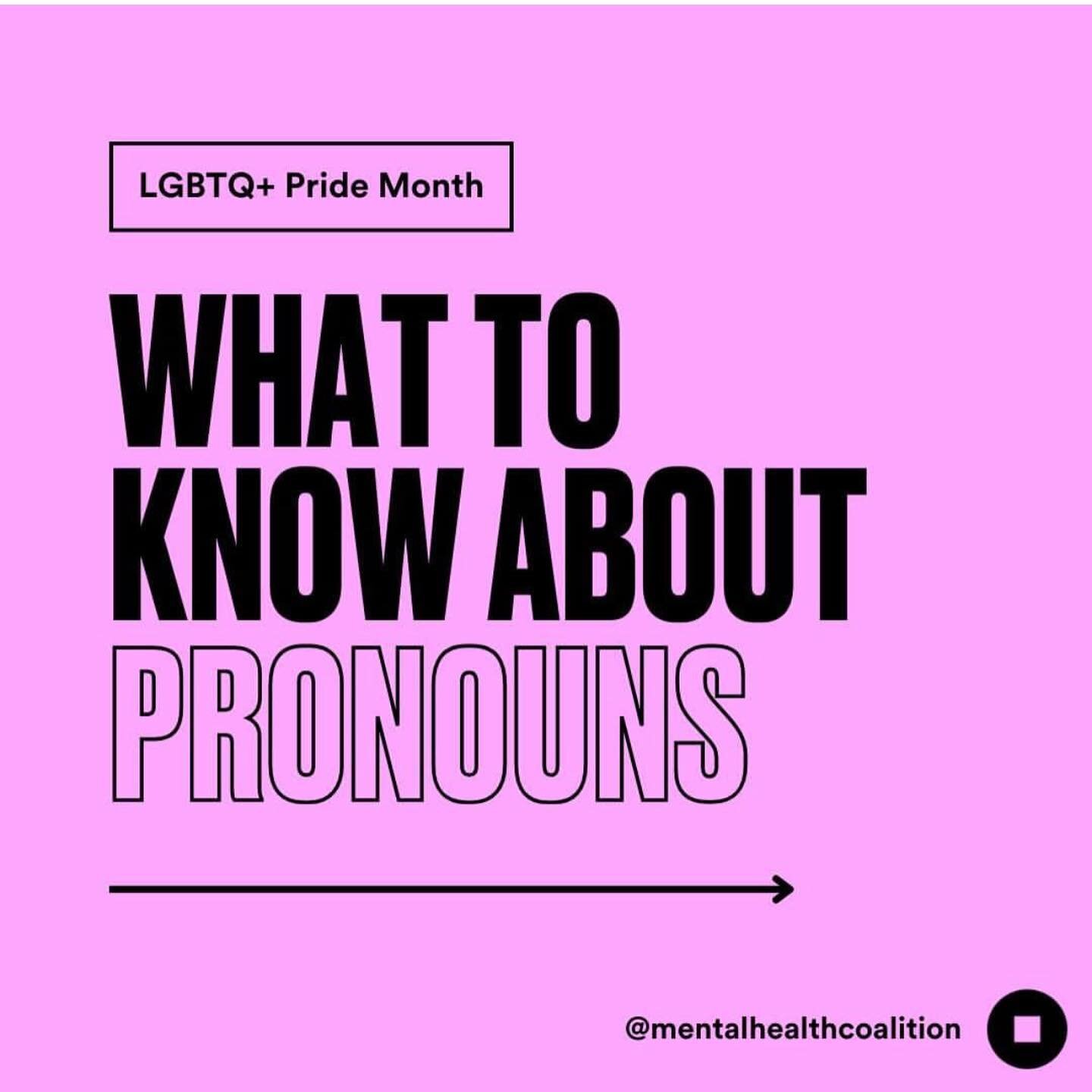 It&rsquo;s important to know about pronouns because they represent a person&rsquo;s gender identity. Here&rsquo;s some helpful information. 
#pride #pridemonth #gay #gaymen #lesbianpride #lesbian #bi #bisexual #trans #transgender #transwoman #transma