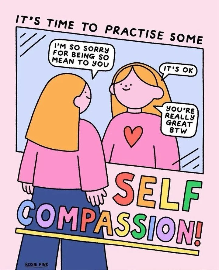 Self-compassion is a practice! Rooted in compassion-focused and humanistic therapies, it invites us to meet struggle with warmth, understanding, and care.

The way we speak to ourselves shapes how we heal, especially in moments that feel hard.